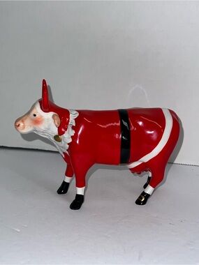 Vintage Cow Parade Santa Clause Red White Hat Boots Figure